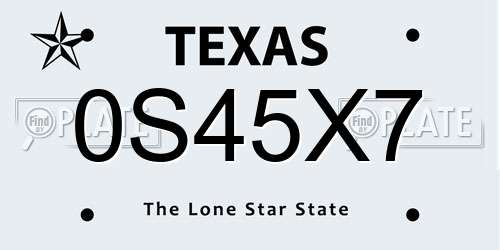 0S45X7 Texas License Plate