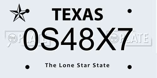 0S48X7 Texas License Plate