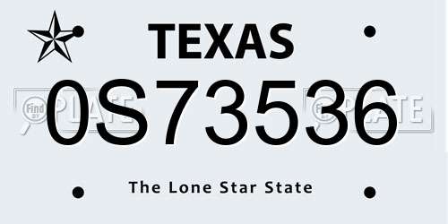 0S73536 Texas License Plate
