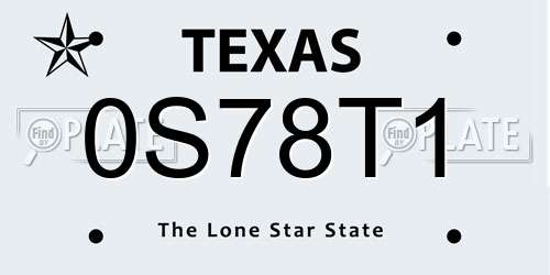 0S78T1 Texas License Plate