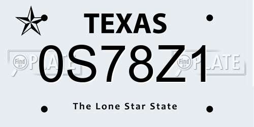 0S78Z1 Texas License Plate