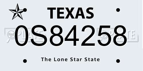 0S84258 Texas License Plate