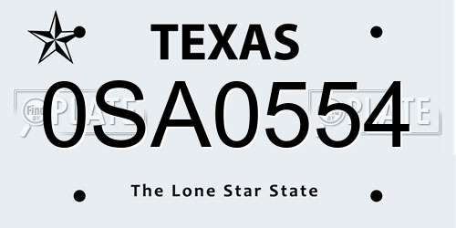 0SA0554 Texas License Plate