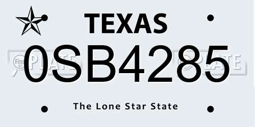 0SB4285 Texas License Plate