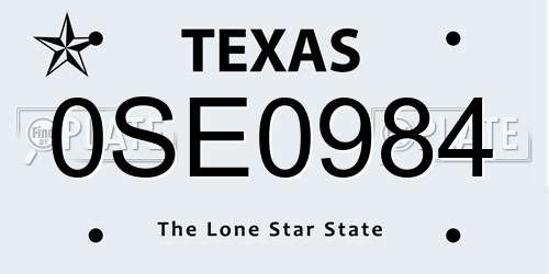 0SE0984 Texas License Plate
