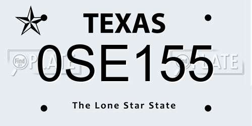 0SE155 Texas License Plate