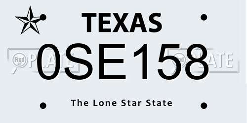 0SE158 Texas License Plate