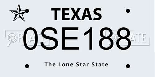 0SE188 Texas License Plate