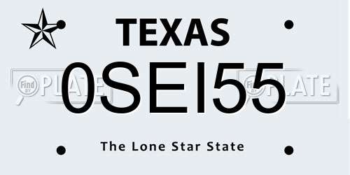 0SEI55 Texas License Plate