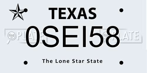 0SEI58 Texas License Plate