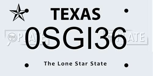 0SGI36 Texas License Plate