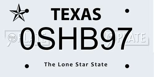 0SHB97 Texas License Plate
