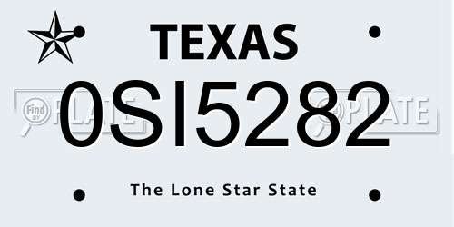 0SI5282 Texas License Plate