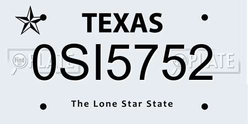 0SI5752 Texas License Plate