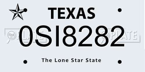 0SI8282 Texas License Plate
