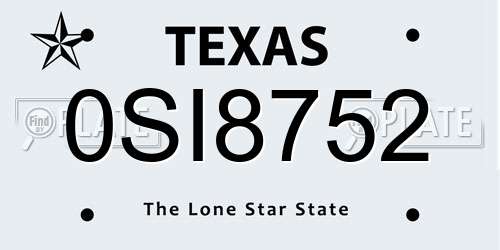 0SI8752 Texas License Plate