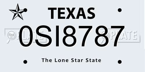0SI8787 Texas License Plate
