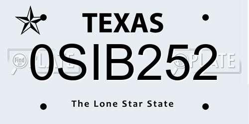 0SIB252 Texas License Plate