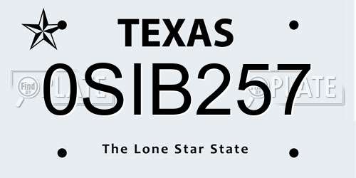 0SIB257 Texas License Plate
