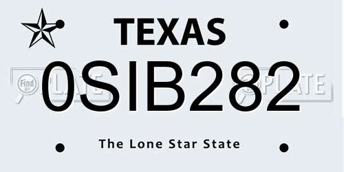 0SIB282 Texas License Plate