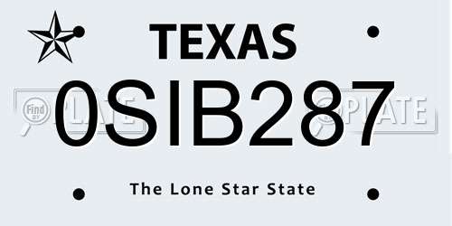 0SIB287 Texas License Plate