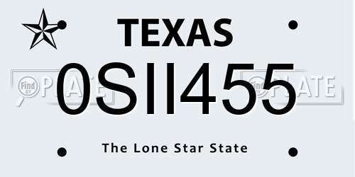 0SII455 Texas License Plate