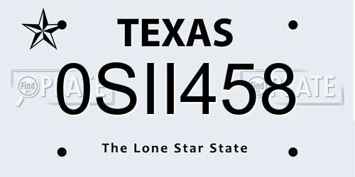 0SII458 Texas License Plate
