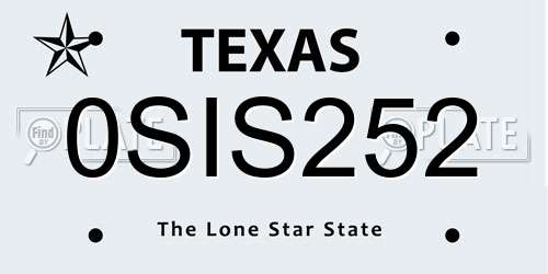 0SIS252 Texas License Plate