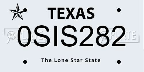 0SIS282 Texas License Plate