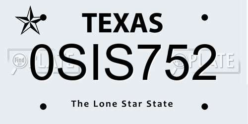 0SIS752 Texas License Plate