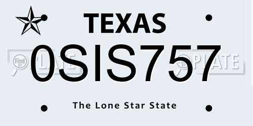 0SIS757 Texas License Plate
