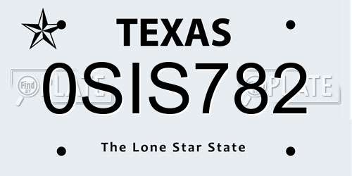 0SIS782 Texas License Plate