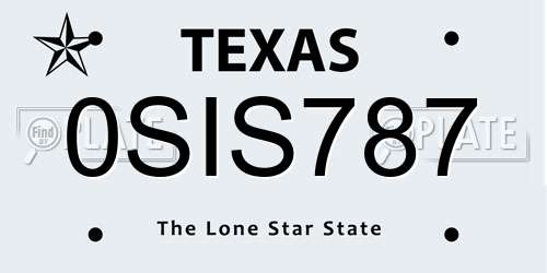 0SIS787 Texas License Plate