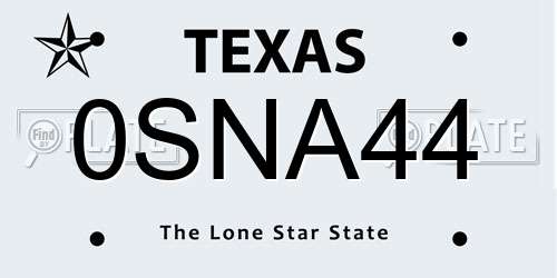0SNA44 Texas License Plate