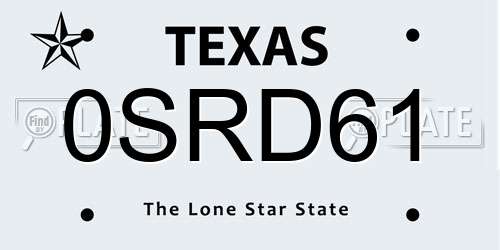 0SRD61 Texas License Plate