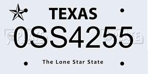 0SS4255 Texas License Plate
