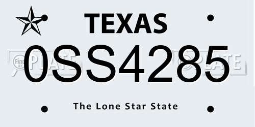 0SS4285 Texas License Plate