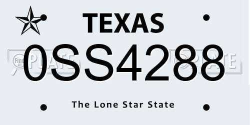 0SS4288 Texas License Plate