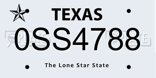 0SS4788 Texas License Plate