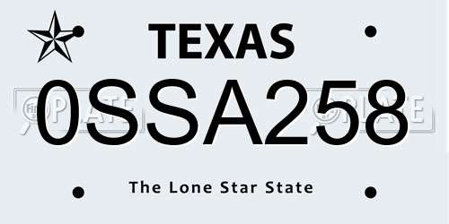 0SSA258 Texas License Plate