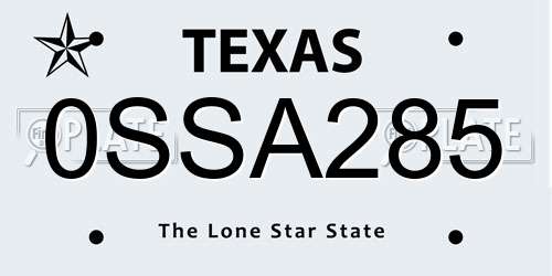 0SSA285 Texas License Plate