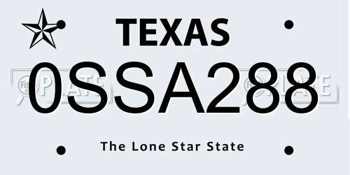 0SSA288 Texas License Plate