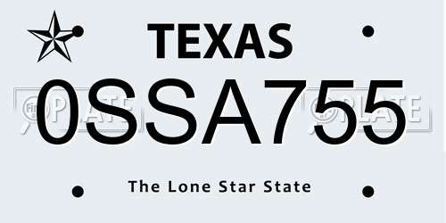 0SSA755 Texas License Plate