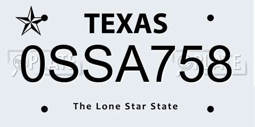0SSA758 Texas License Plate