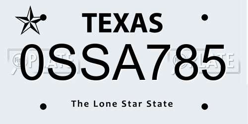 0SSA785 Texas License Plate