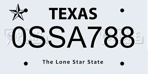 0SSA788 Texas License Plate