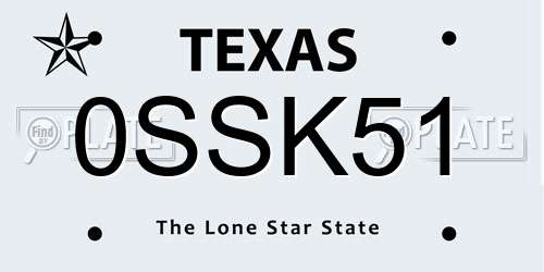 0SSK51 Texas License Plate