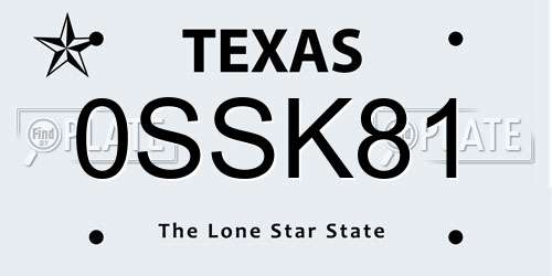 0SSK81 Texas License Plate
