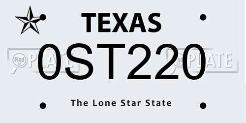 0ST220 Texas License Plate