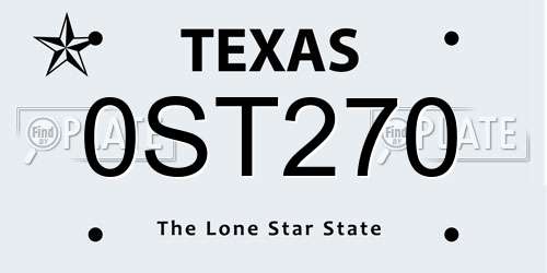 0ST270 Texas License Plate